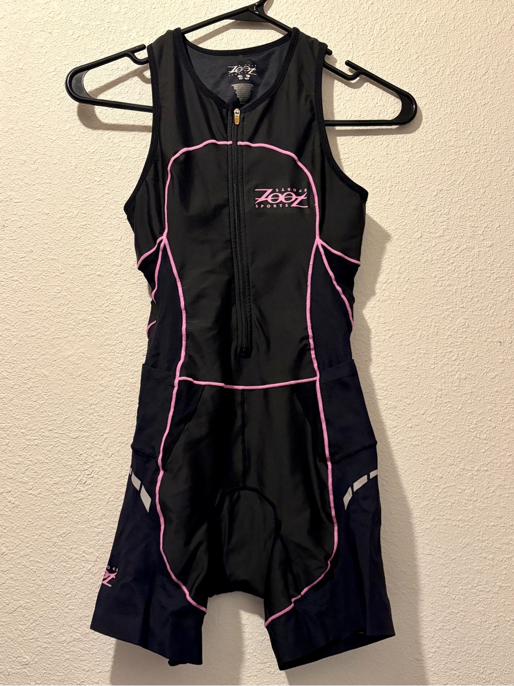 Zoot Black One-Piece Tri Suit with Pink Piping size small